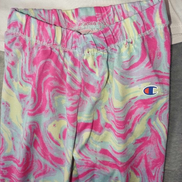 Champion Pajama set Girl 3T White pink Yellow Shortsleeve Shirt Vibrant Joggers - Picture 7 of 9